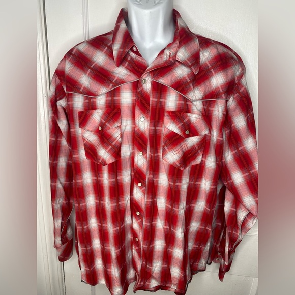 Wrangler Other - Wrangler Red Plaid Shirt  with Pearl Snaps XL Pictured AS IS